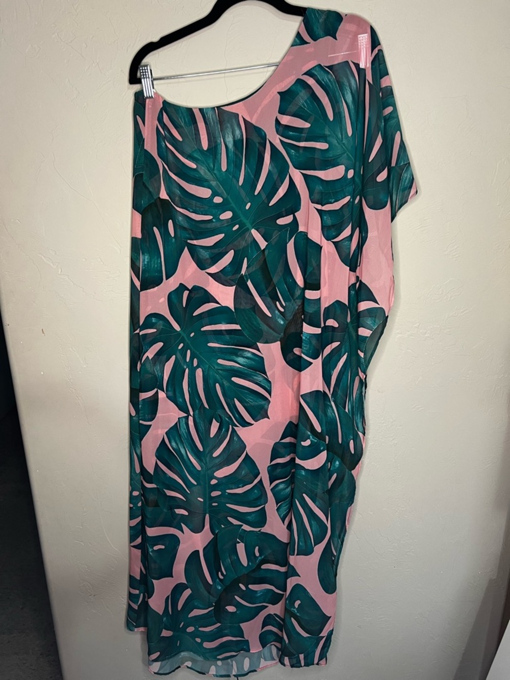 Show‎ Me Your Mumu One Shoulder Tropical Palm Leaf Pink Green Maxi Dress Resort - Picture 6 of 9